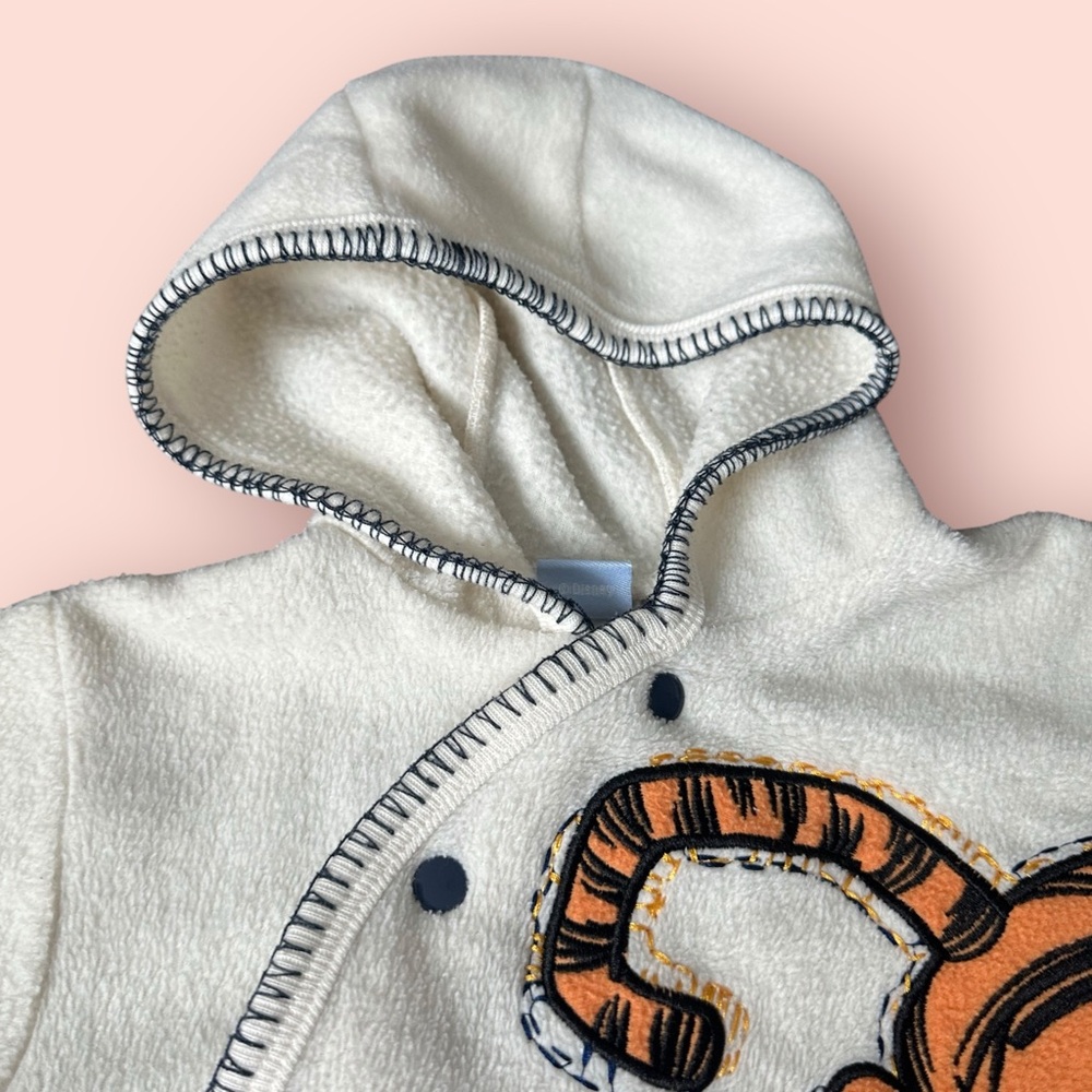 Vintage Disney Baby Cream Tigger Footie Fleece One Piece W/Hood Size 3/6 Months - Picture 5 of 8